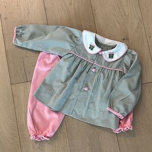 12 Month Adorable Pink and Green Outfit